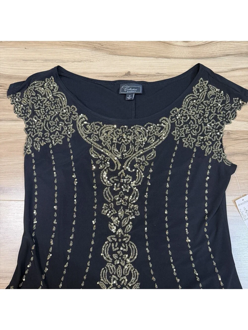 NWT Scalloped Black Whimsigoth Beaded Sleeveless Top Size Medium - Picture 5 of 8